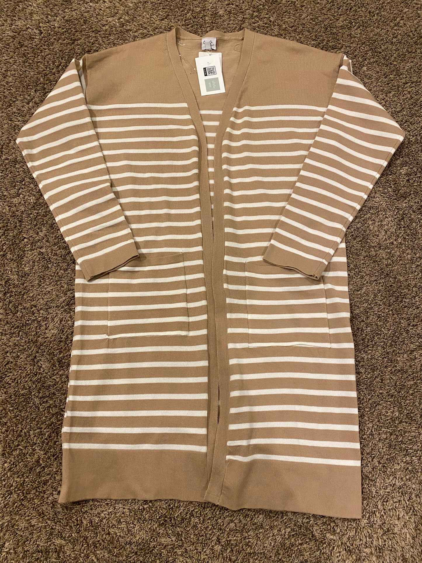 Swift Stripes Pocket Cardigan in Taupe