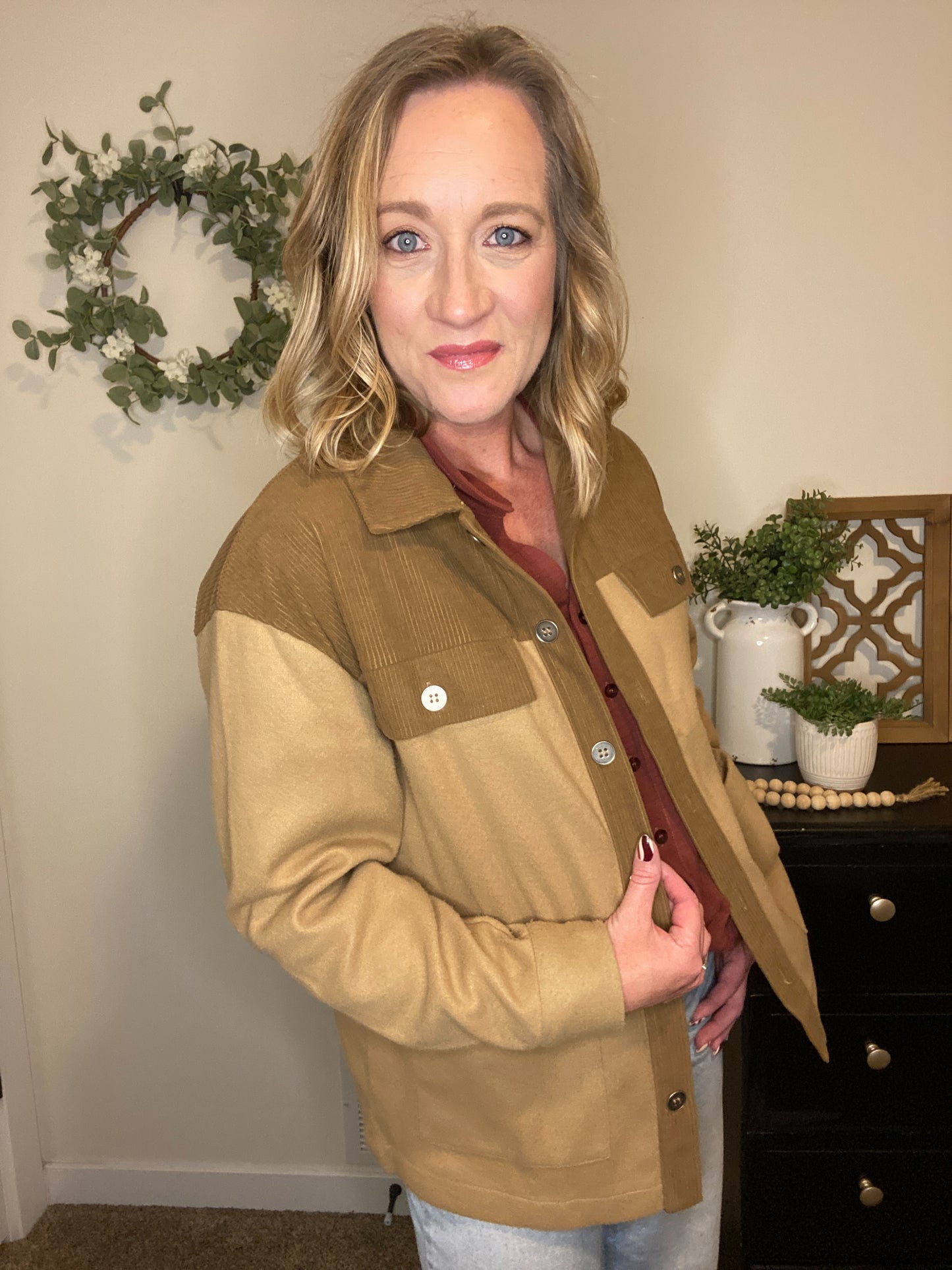 Wesley Two-Tone Brown Shacket - Final Sale