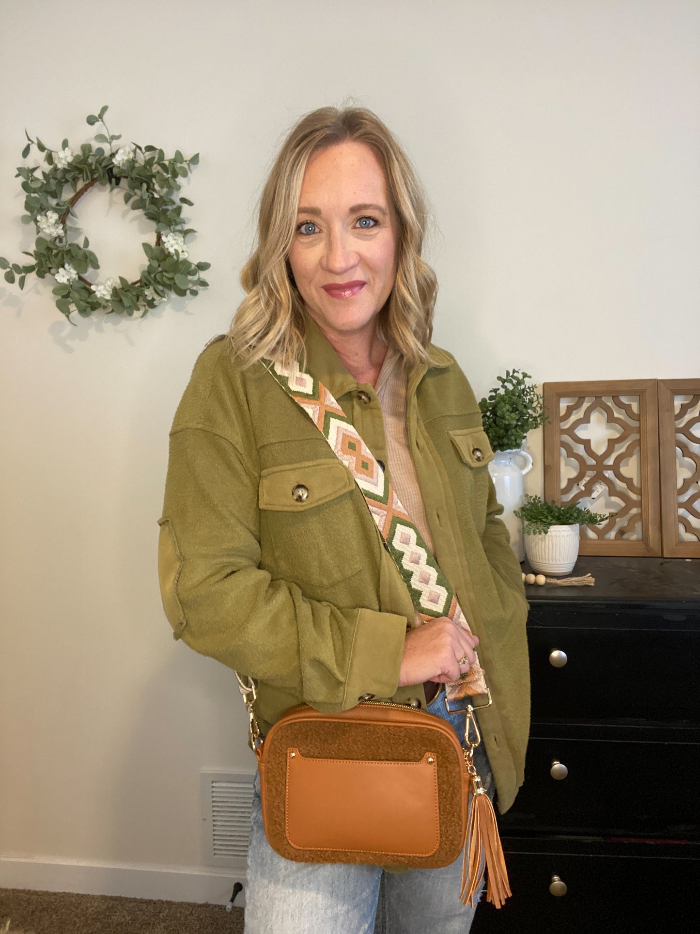 Guitar Strap Sherpa Purse in Camel - Final Sale