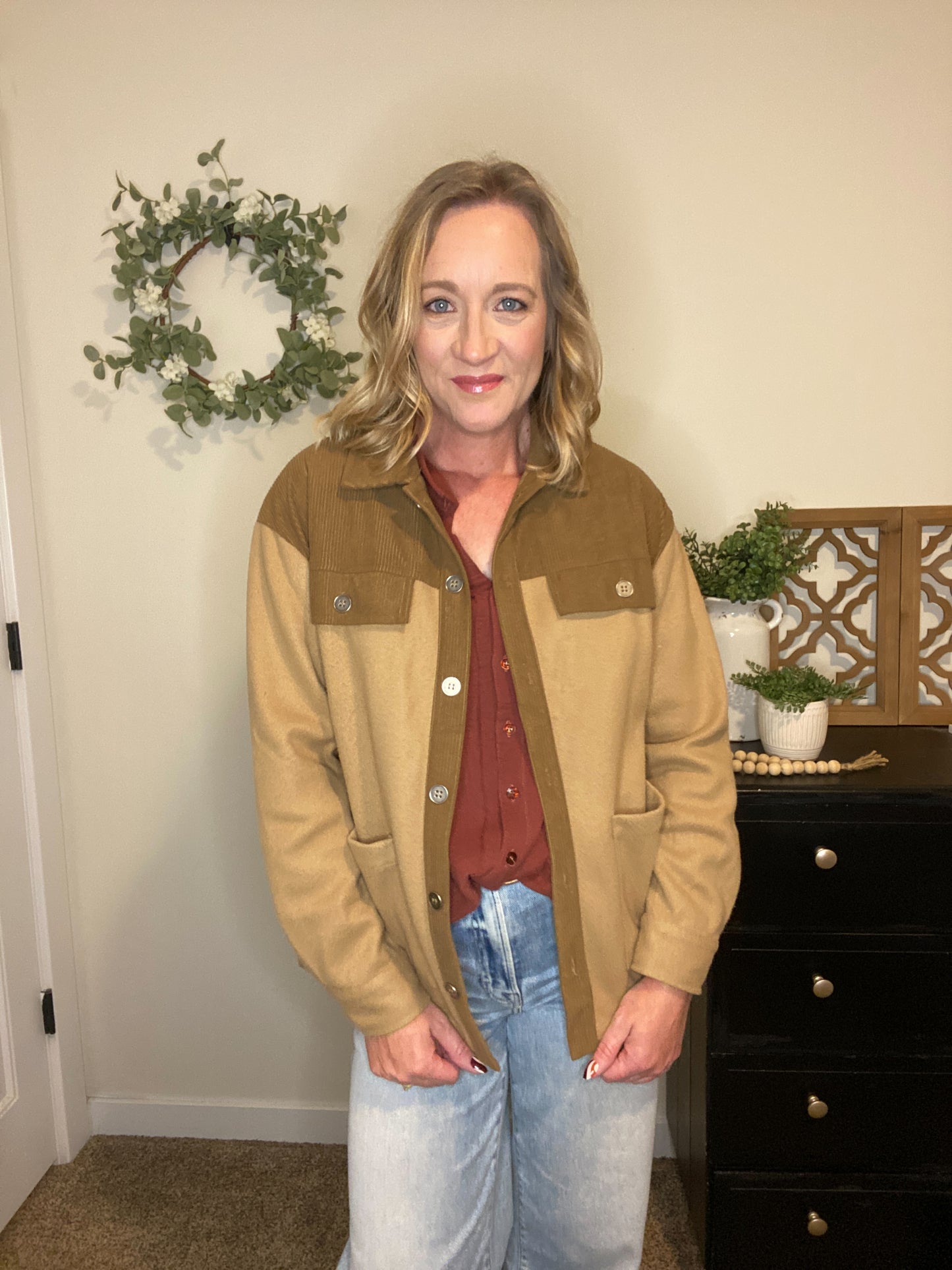 Wesley Two-Tone Brown Shacket - Final Sale