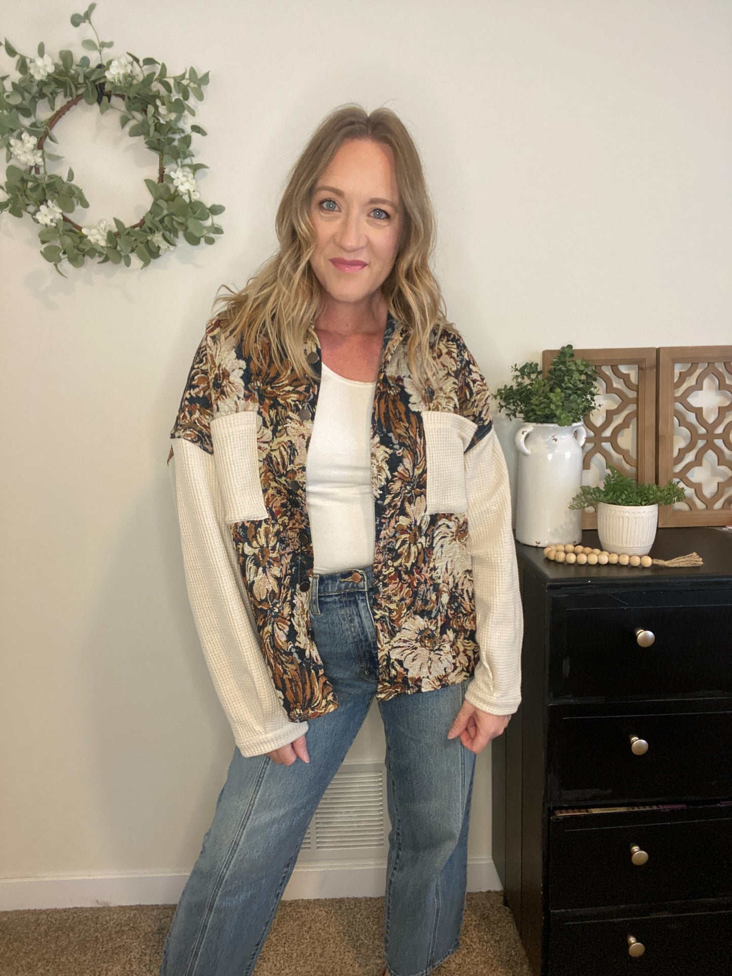 Talia Floral Tapestry Shacket