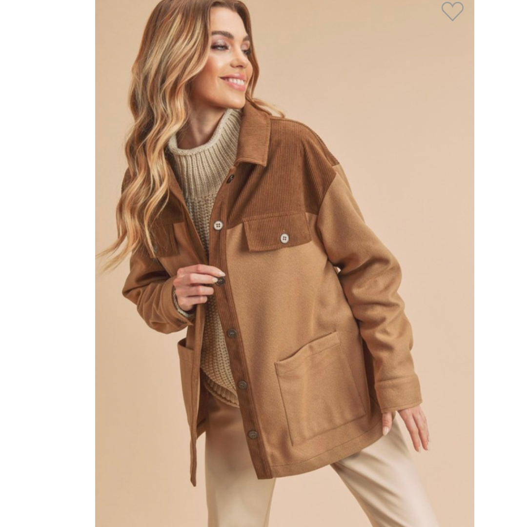 Wesley Two-Tone Brown Shacket - Final Sale