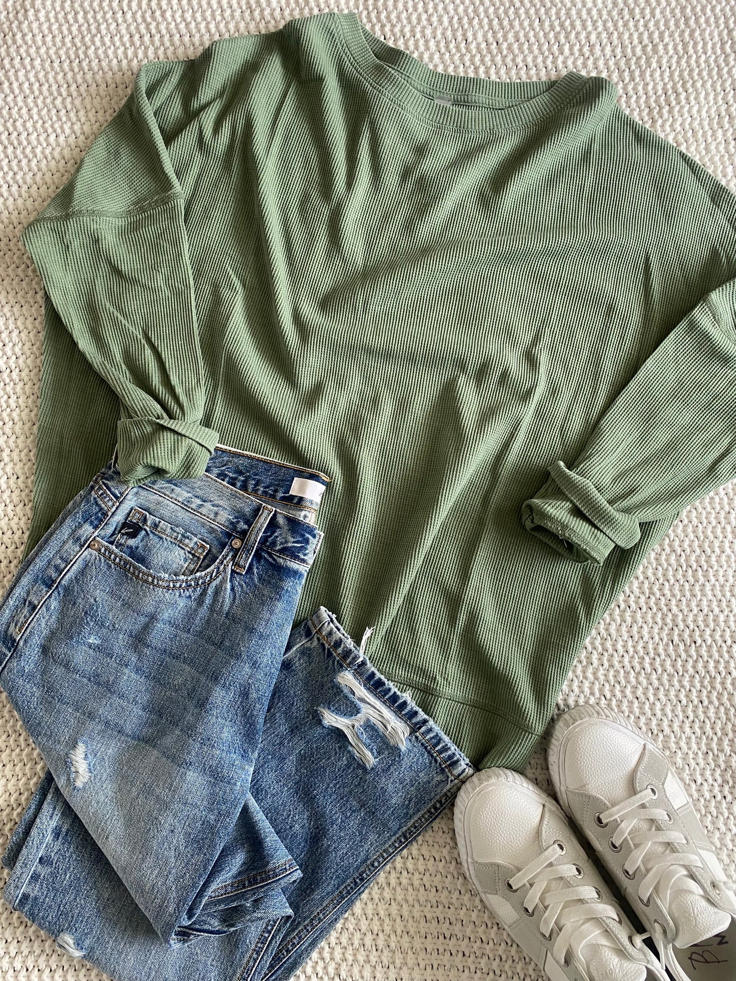 Nina Long Sleeve Knit in Green - Final Sale