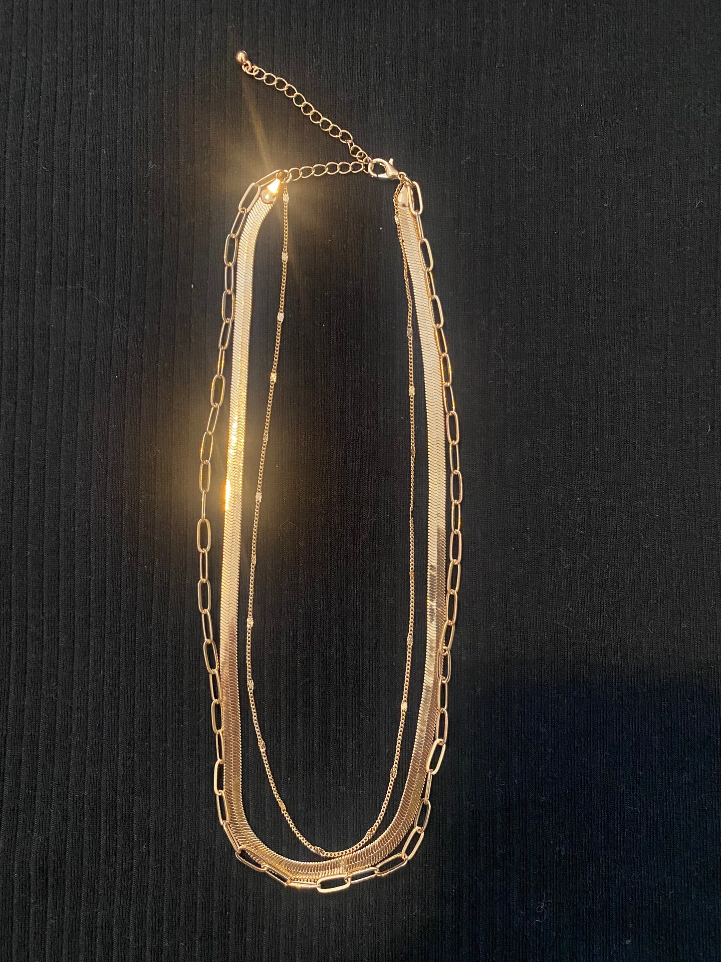 #112 - Multi Layer Herringbone Snake Link Chain Necklace