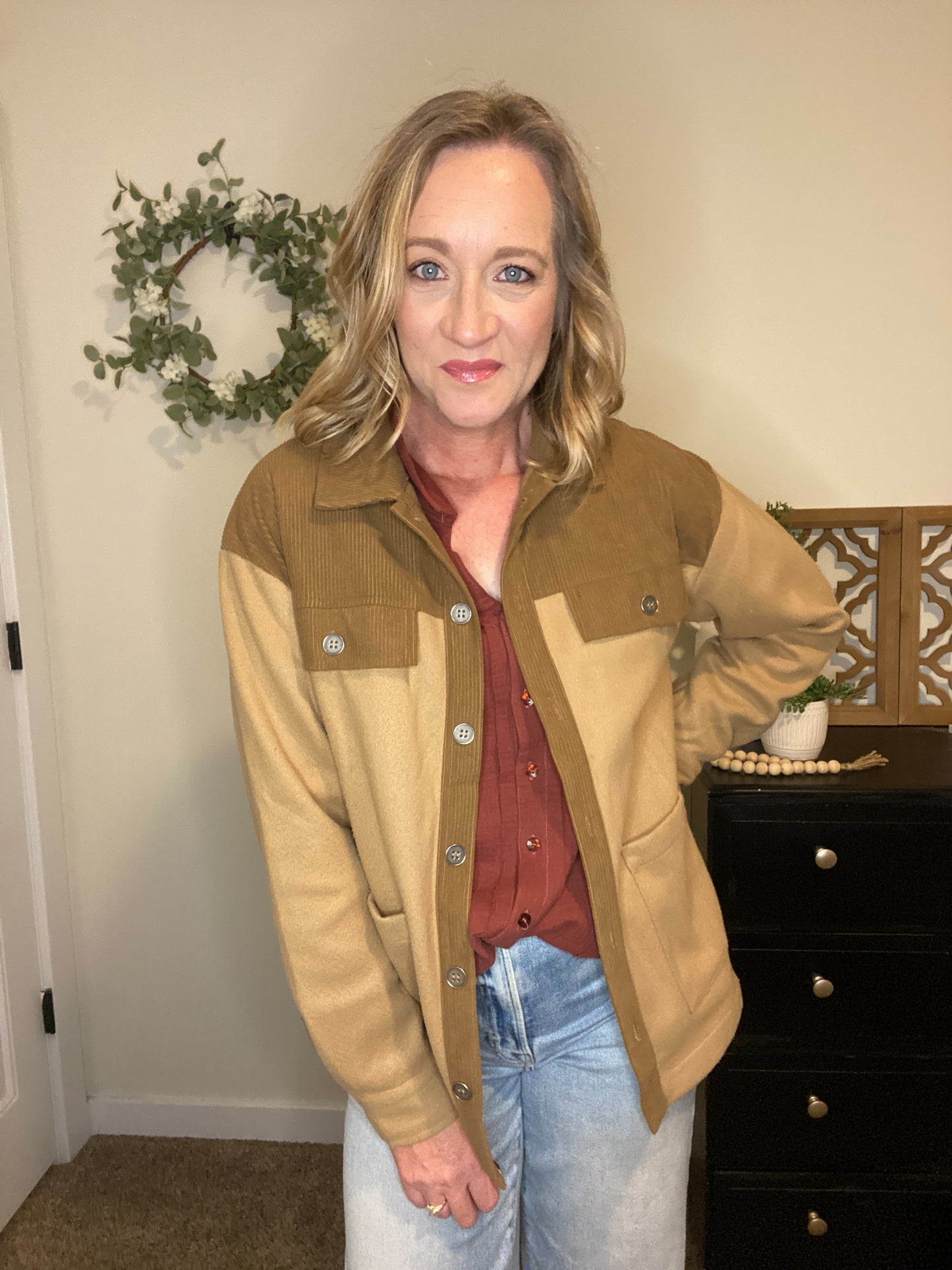 Wesley Two-Tone Brown Shacket - Final Sale