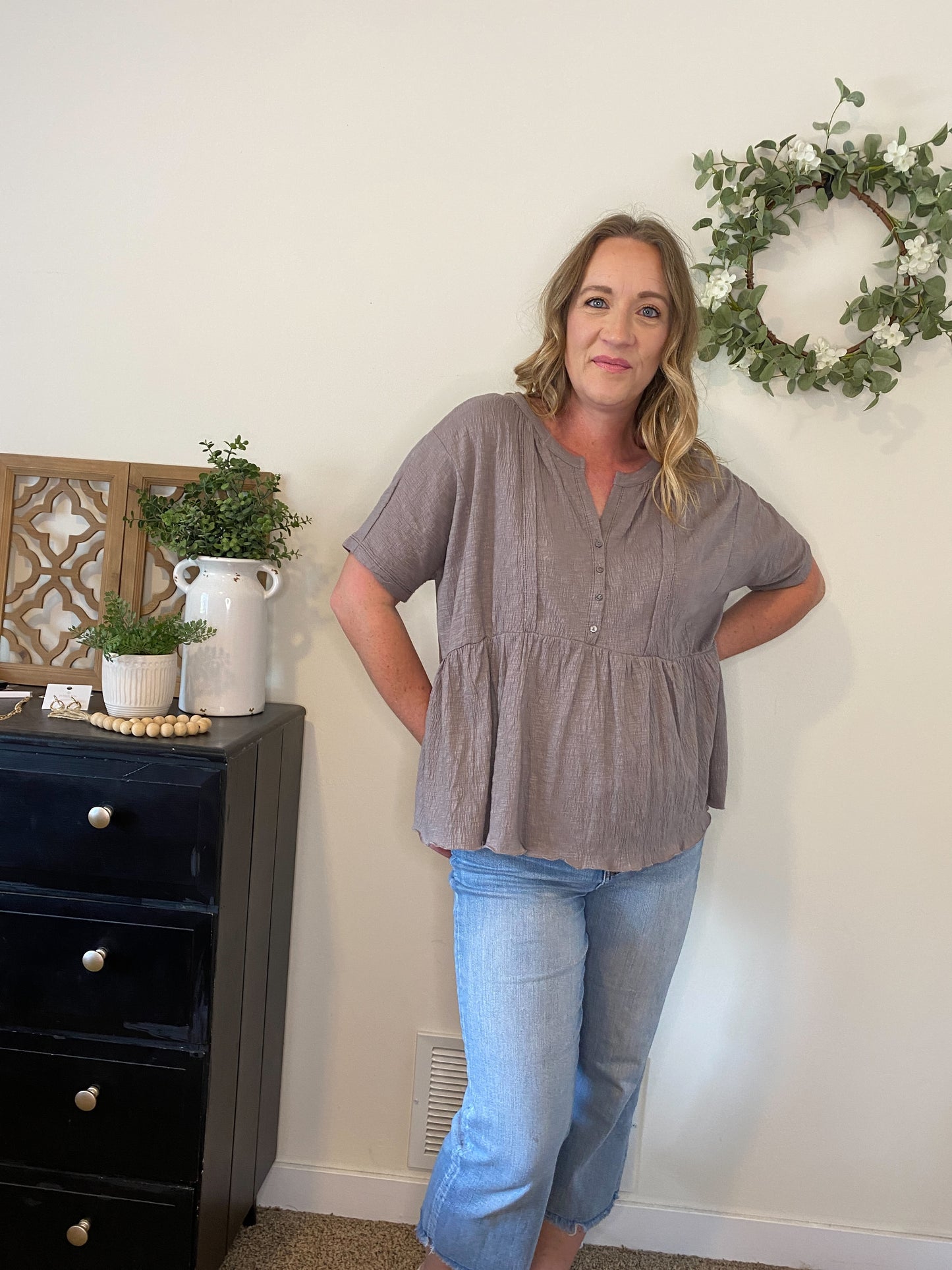 Cora Raw Edge Babydoll Top