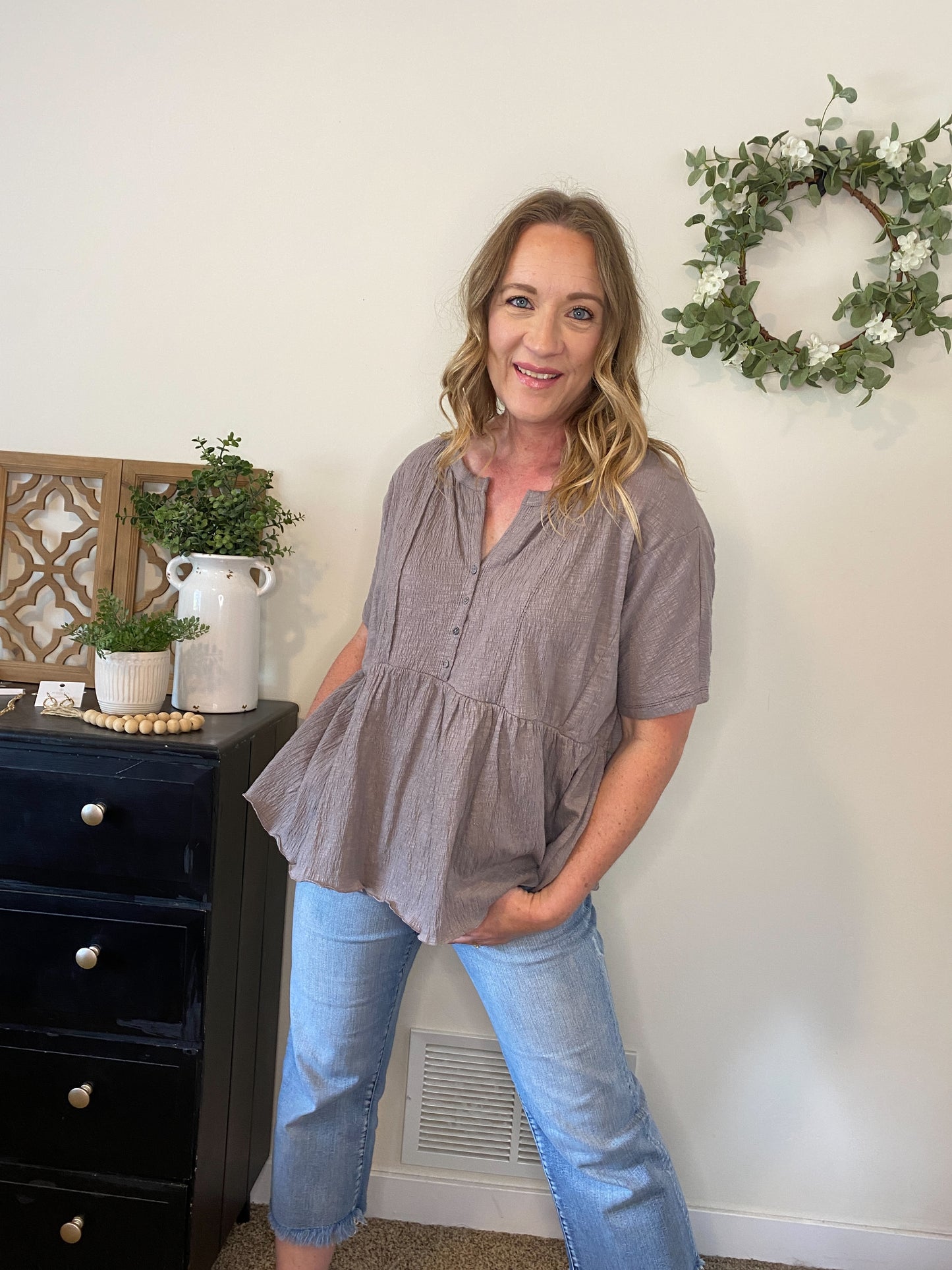 Cora Raw Edge Babydoll Top