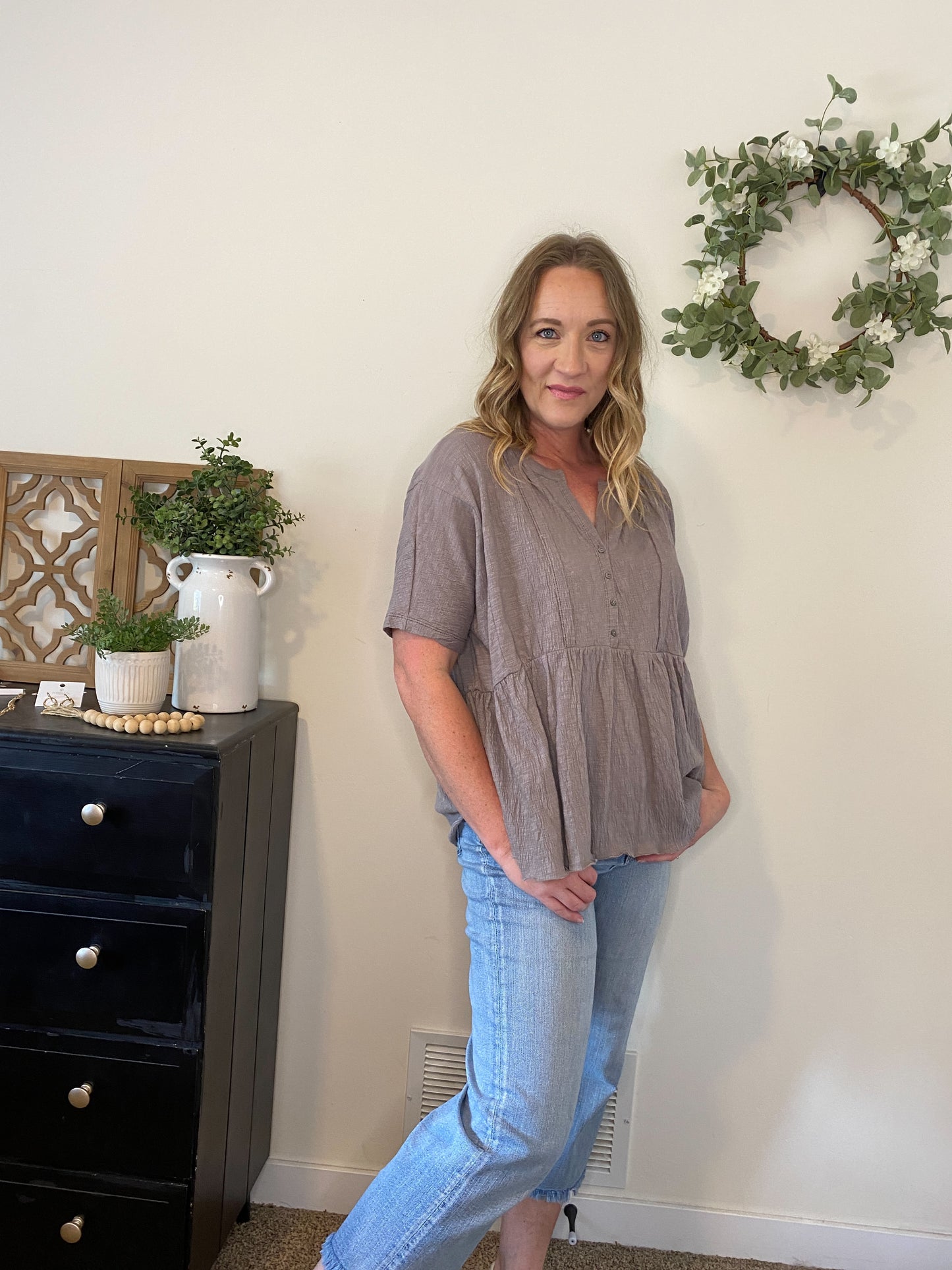 Cora Raw Edge Babydoll Top
