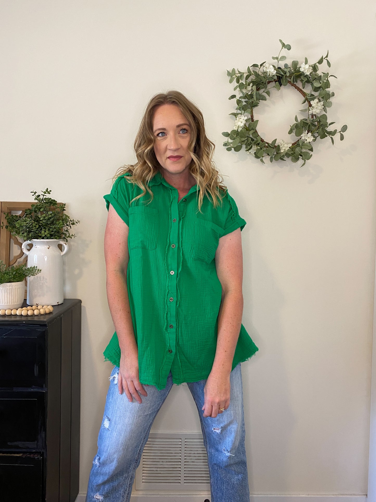 Janie Green Button Down