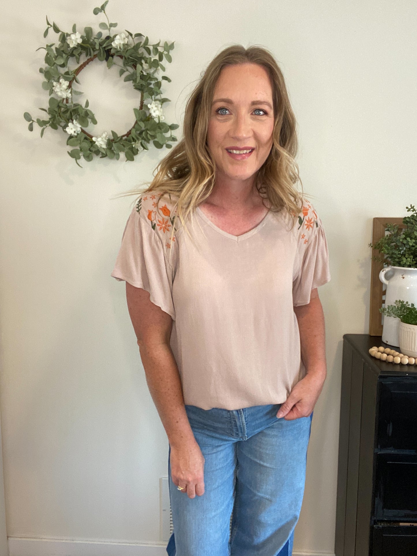 Anna Embroidered Shoulder Top
