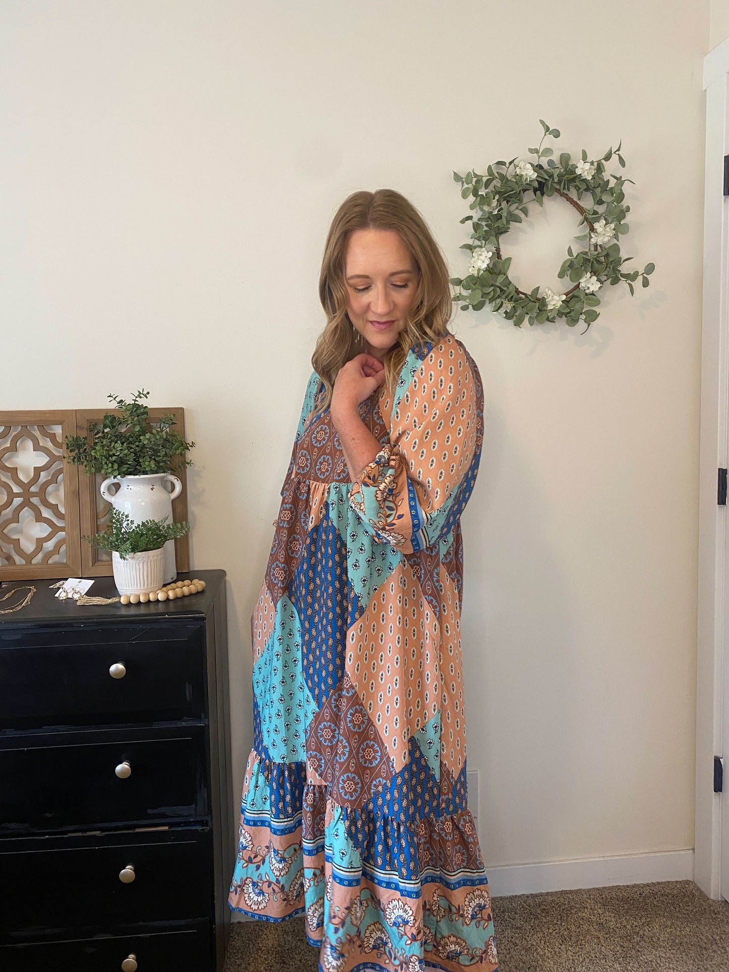 Harlee Balloon Sleeve Midi Dress