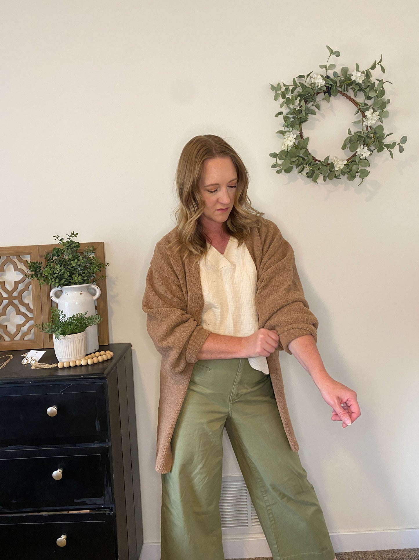 Gwen Bishop Sleeve Cardigan in Camel - Final Sale