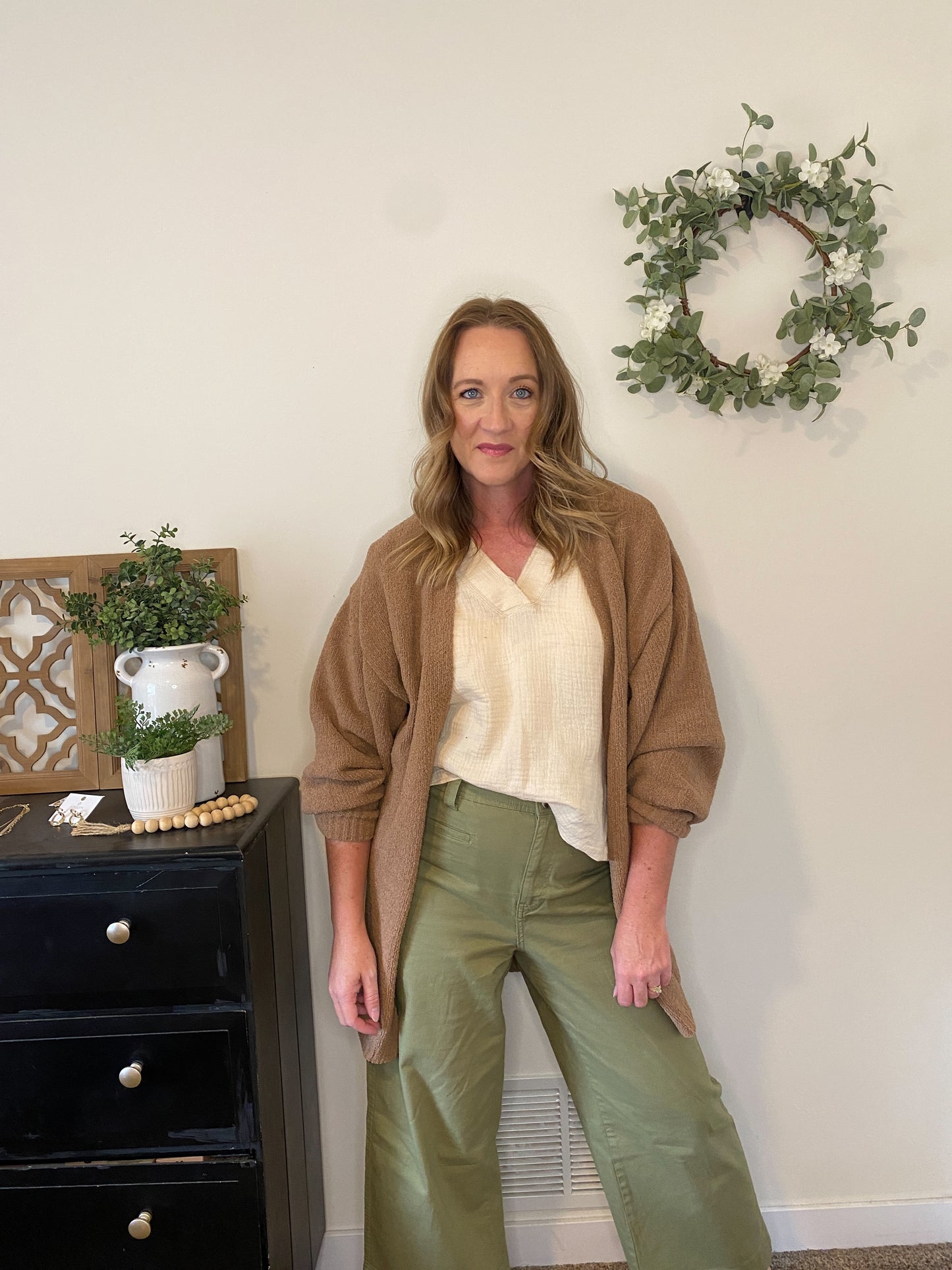 Gwen Bishop Sleeve Cardigan in Camel - Final Sale