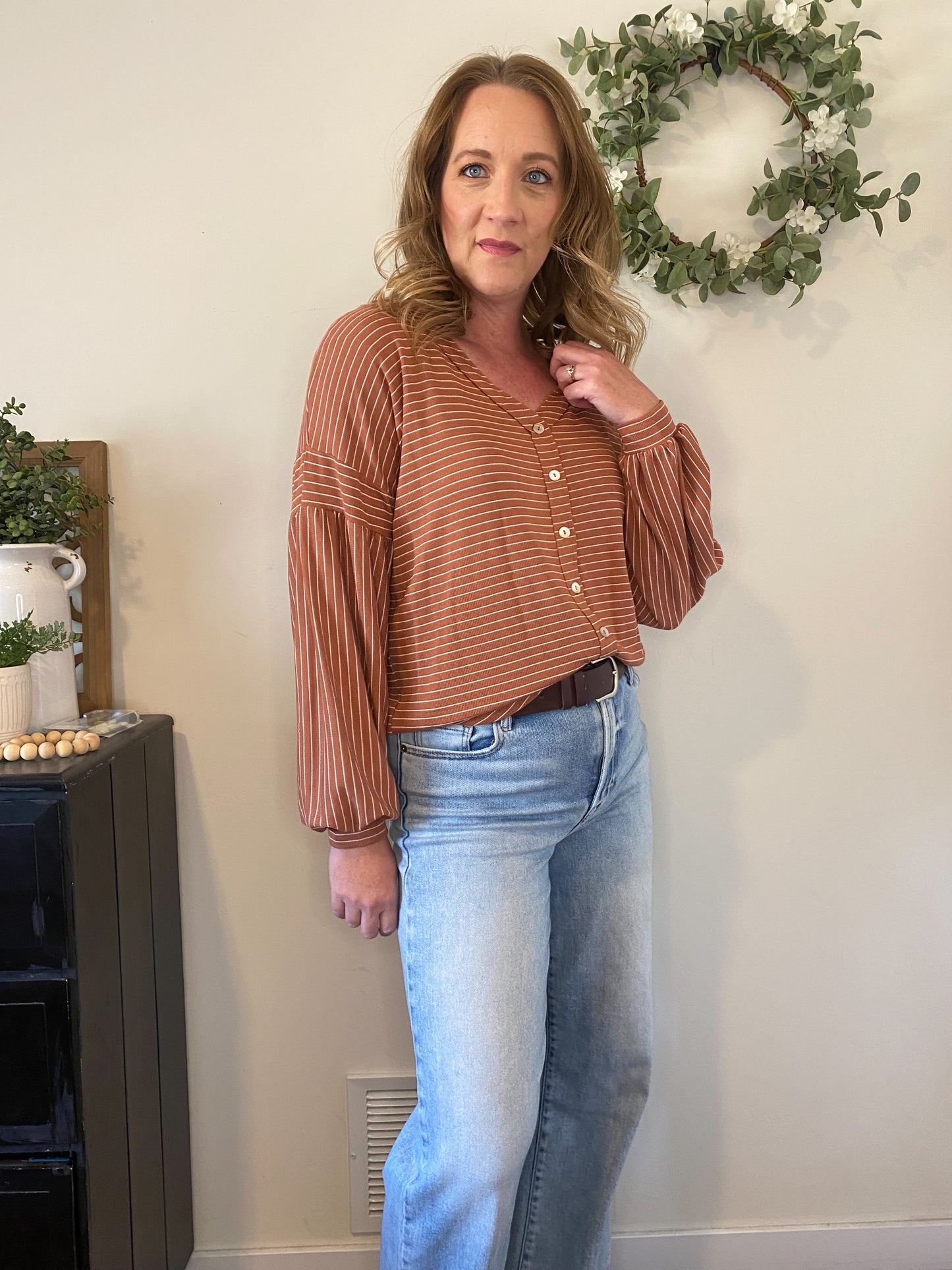 Gretchen Rust Balloon Sleeve Top