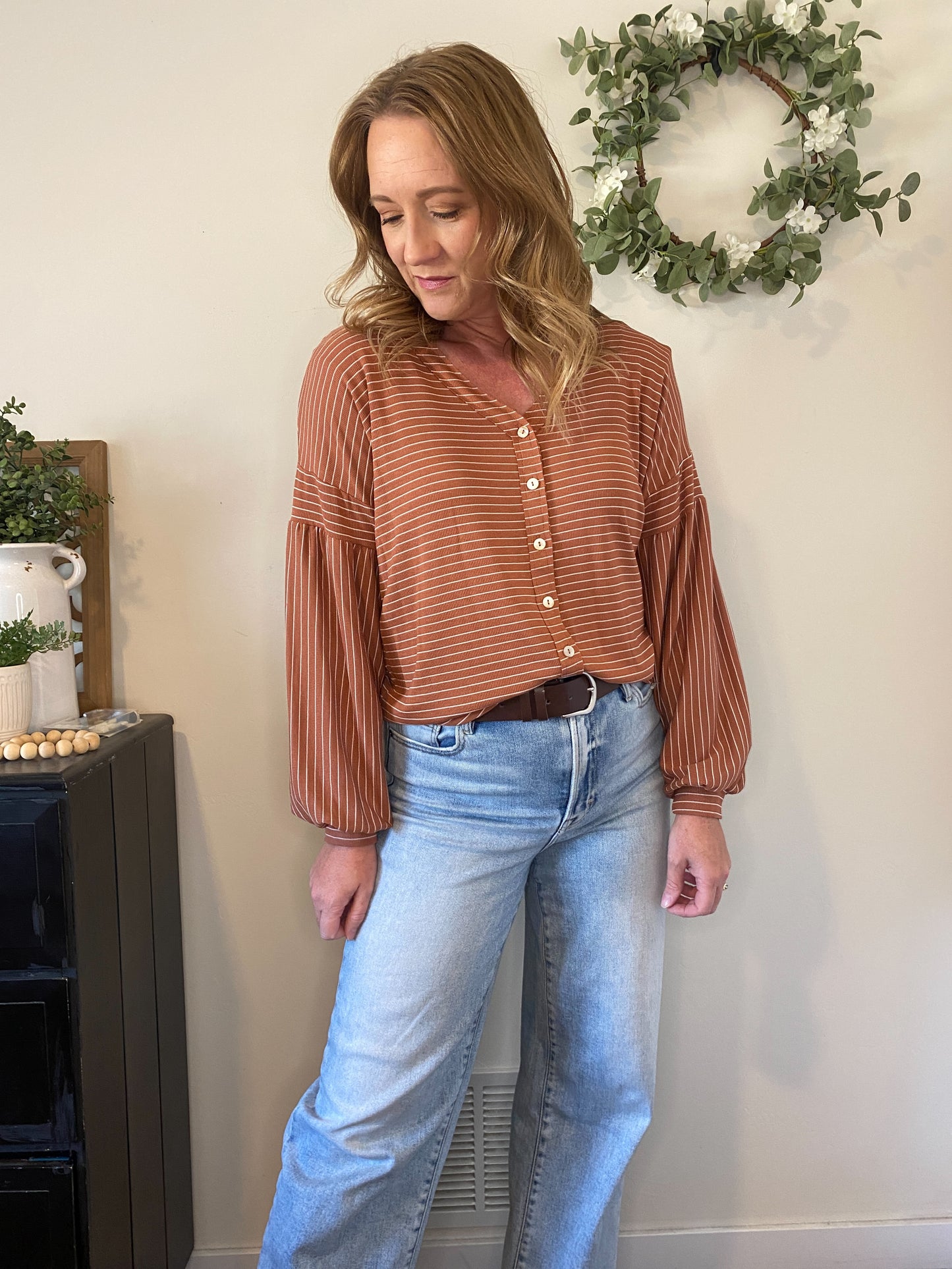 Gretchen Rust Balloon Sleeve Top