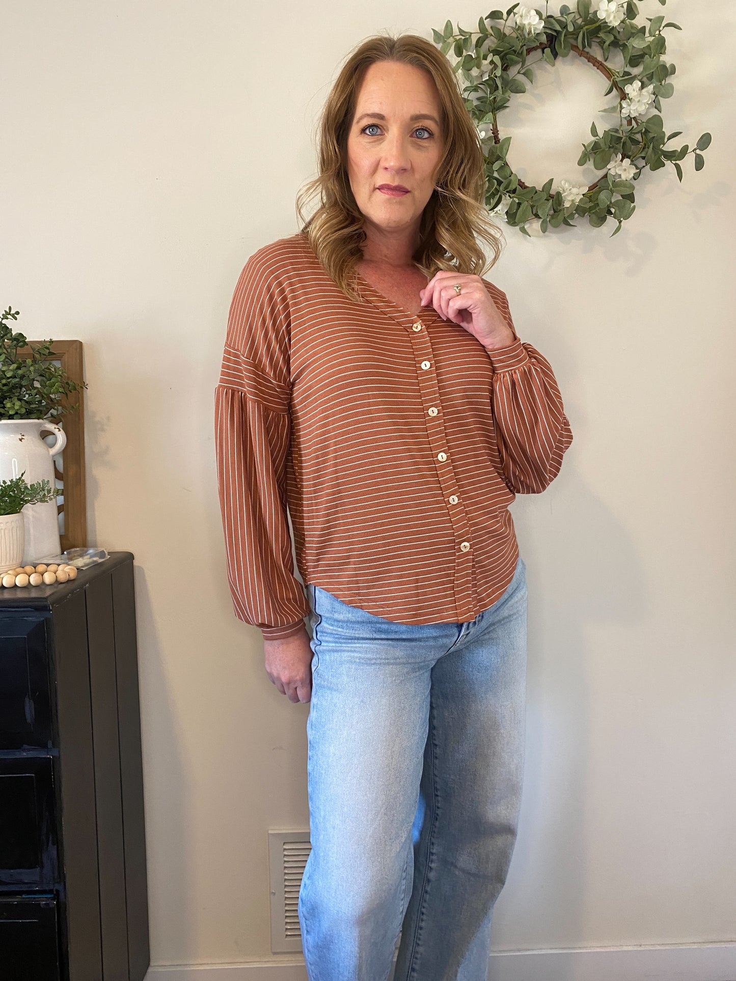 Gretchen Rust Balloon Sleeve Top