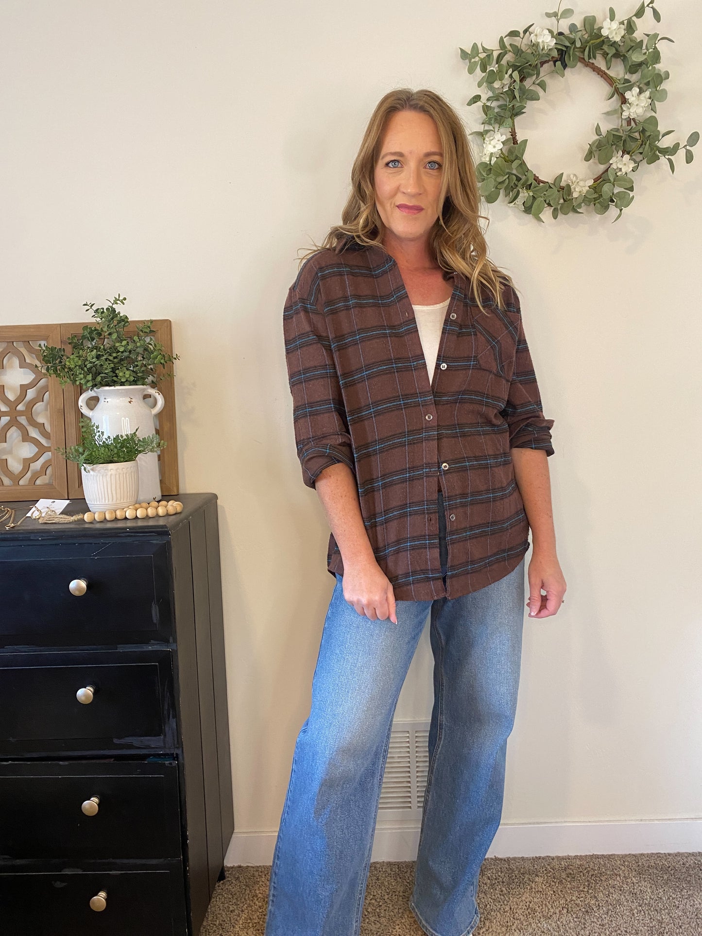 Mikayla Chocolate Plaid Button Down