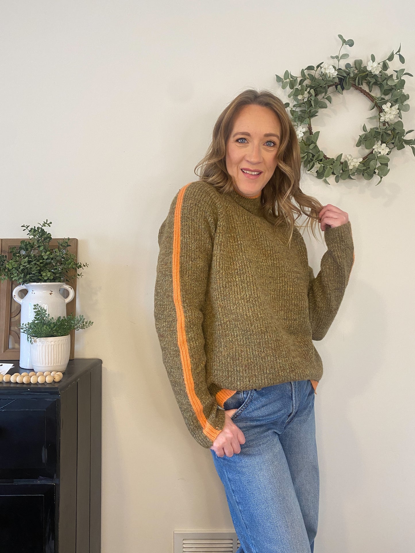 Millie Orange Stripe Sweater