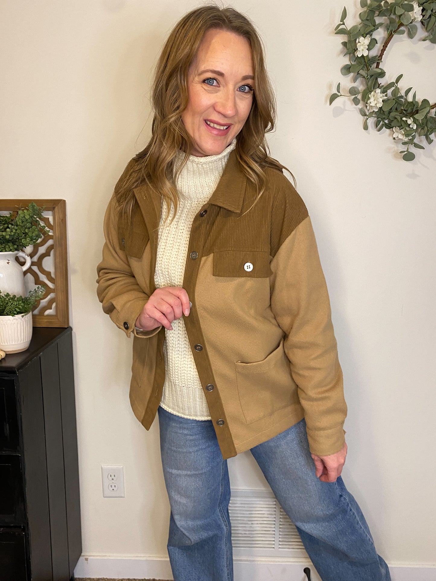 Wesley Two-Tone Brown Shacket - Final Sale