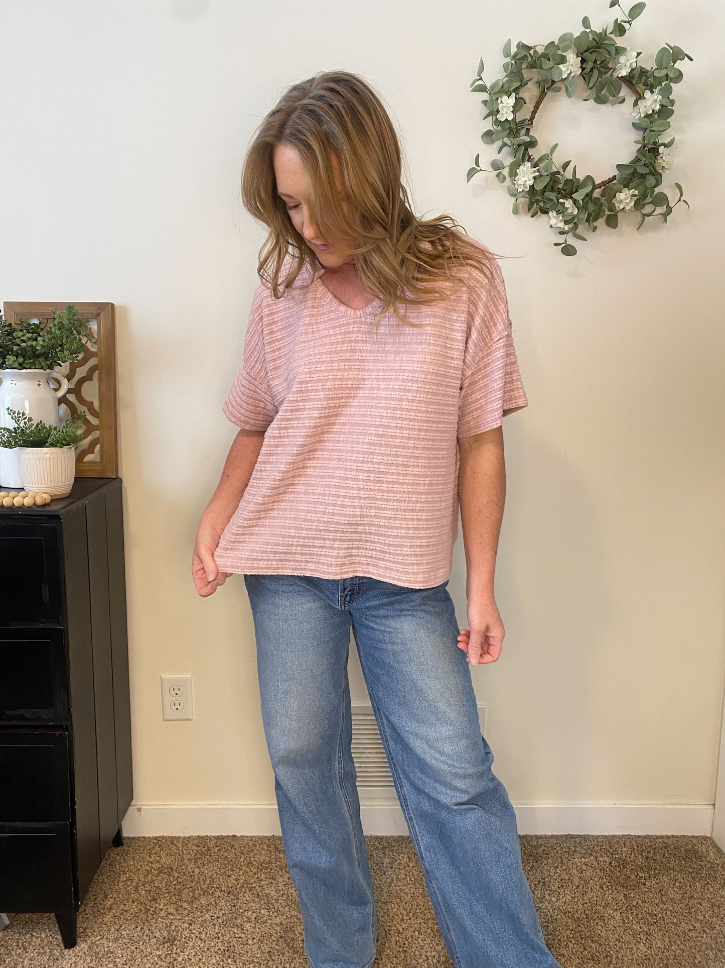 Priya Textured Mauve Tee