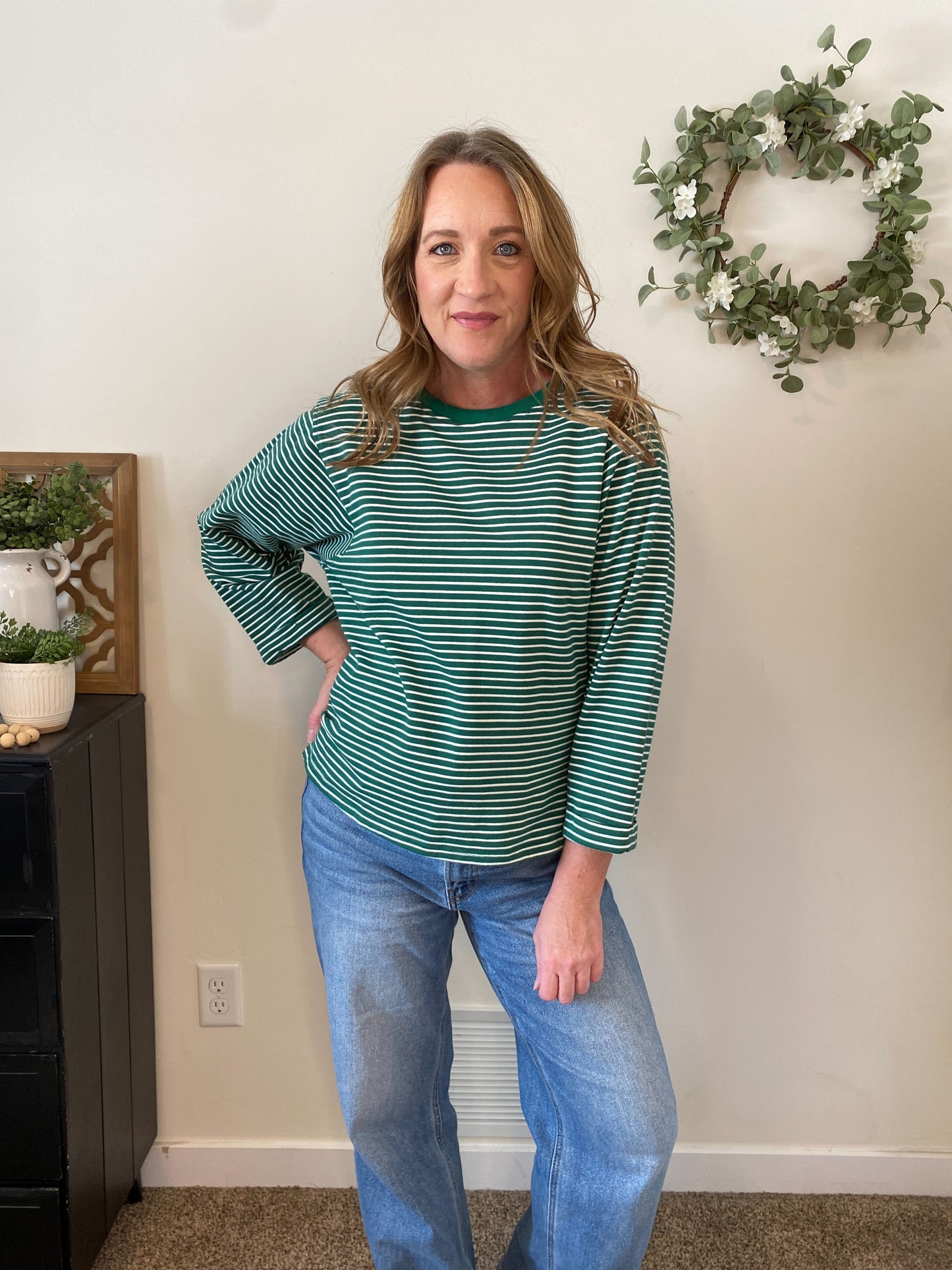 Junie Green Stripe Top