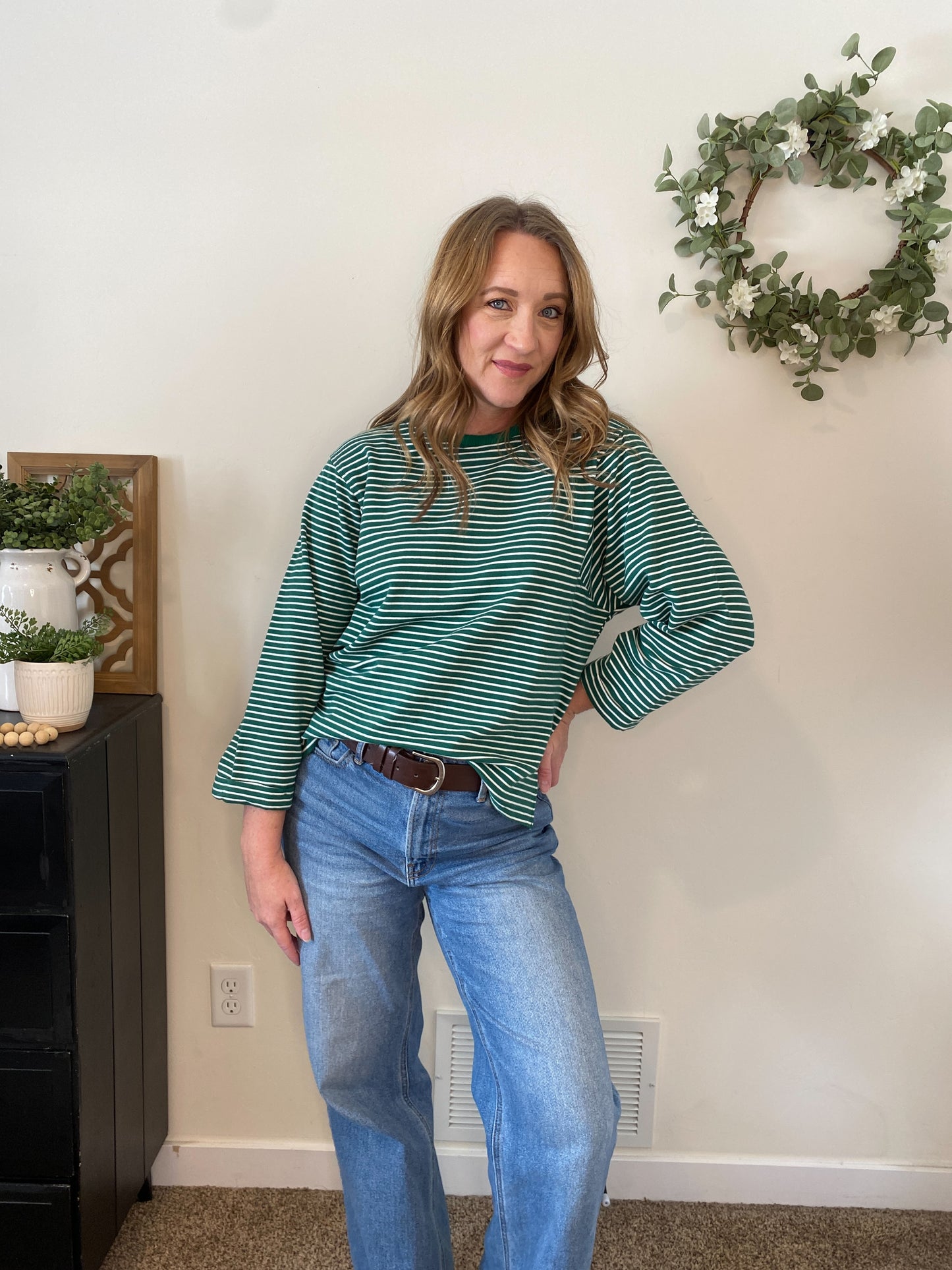 Junie Green Stripe Top