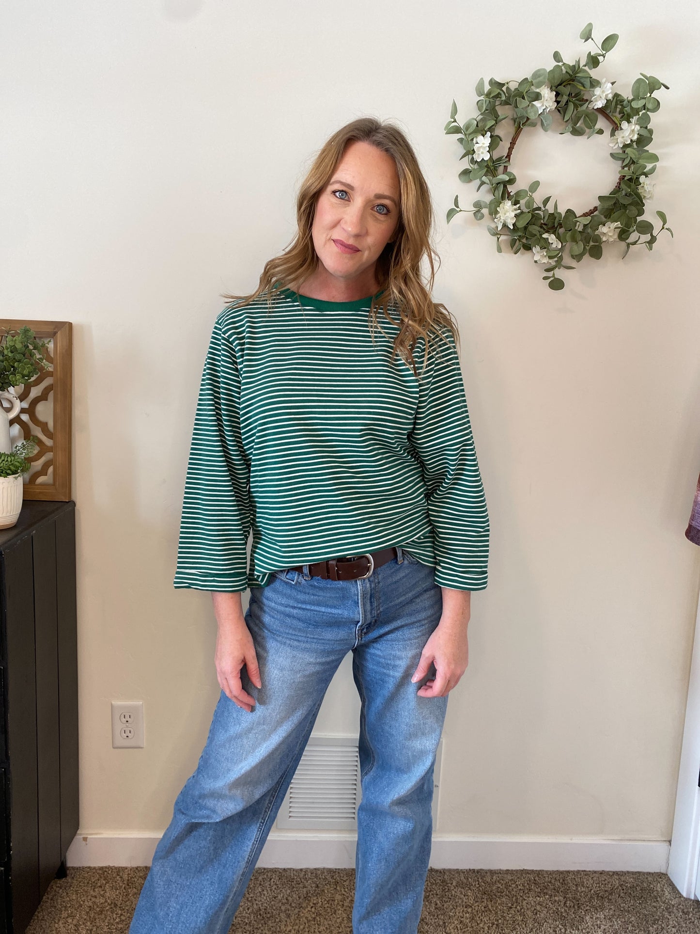 Junie Green Stripe Top