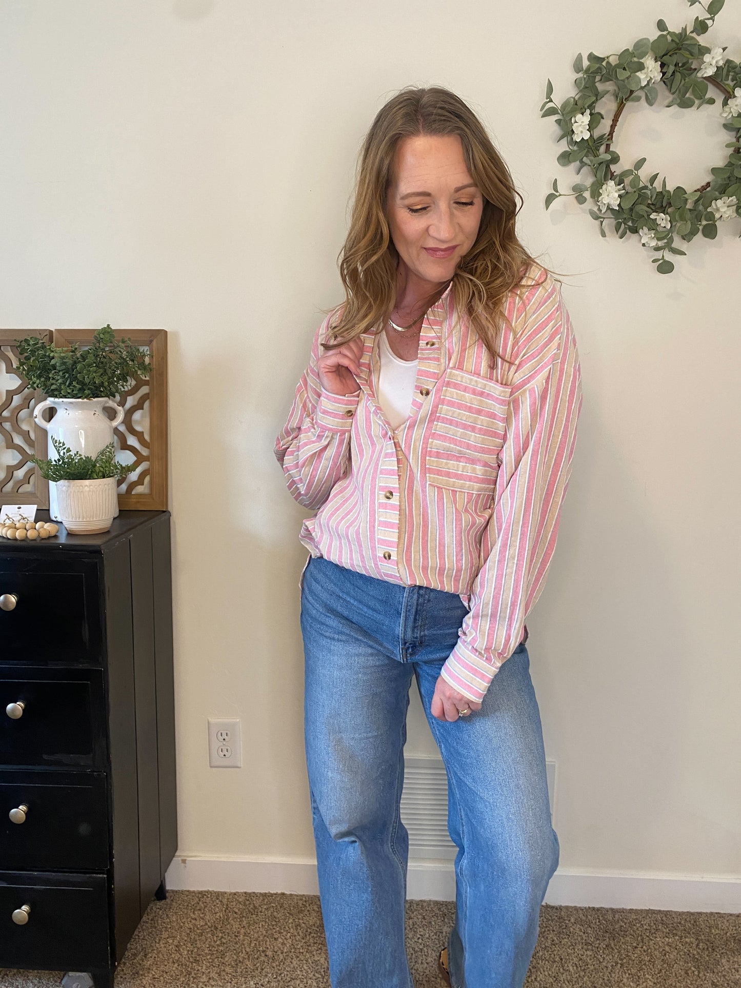 Shelbie Soft Stripe Button Up