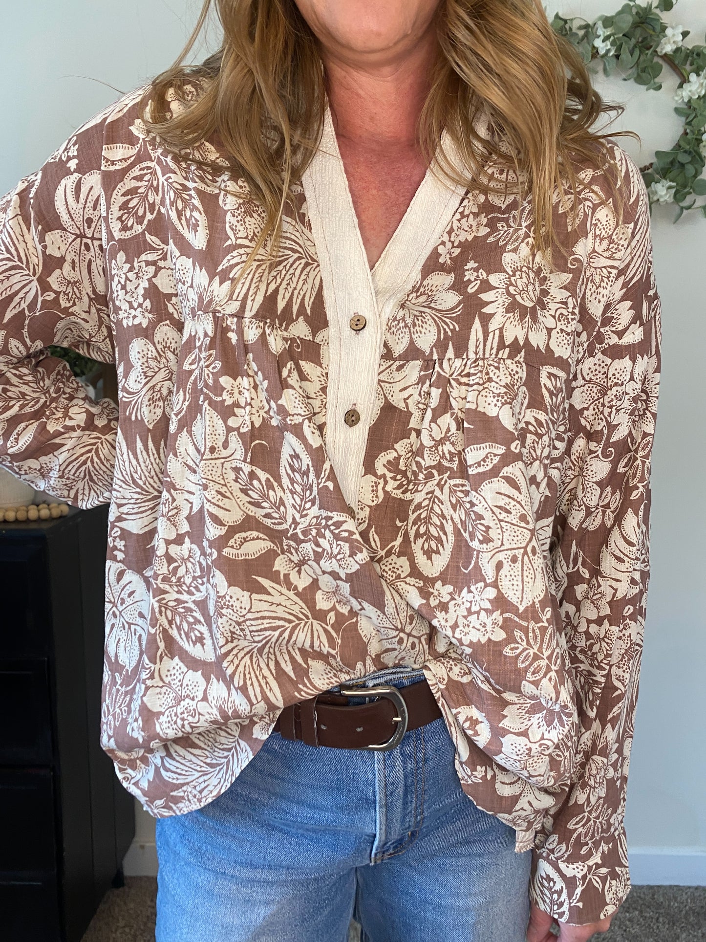 Nora Tropical Print Button Down