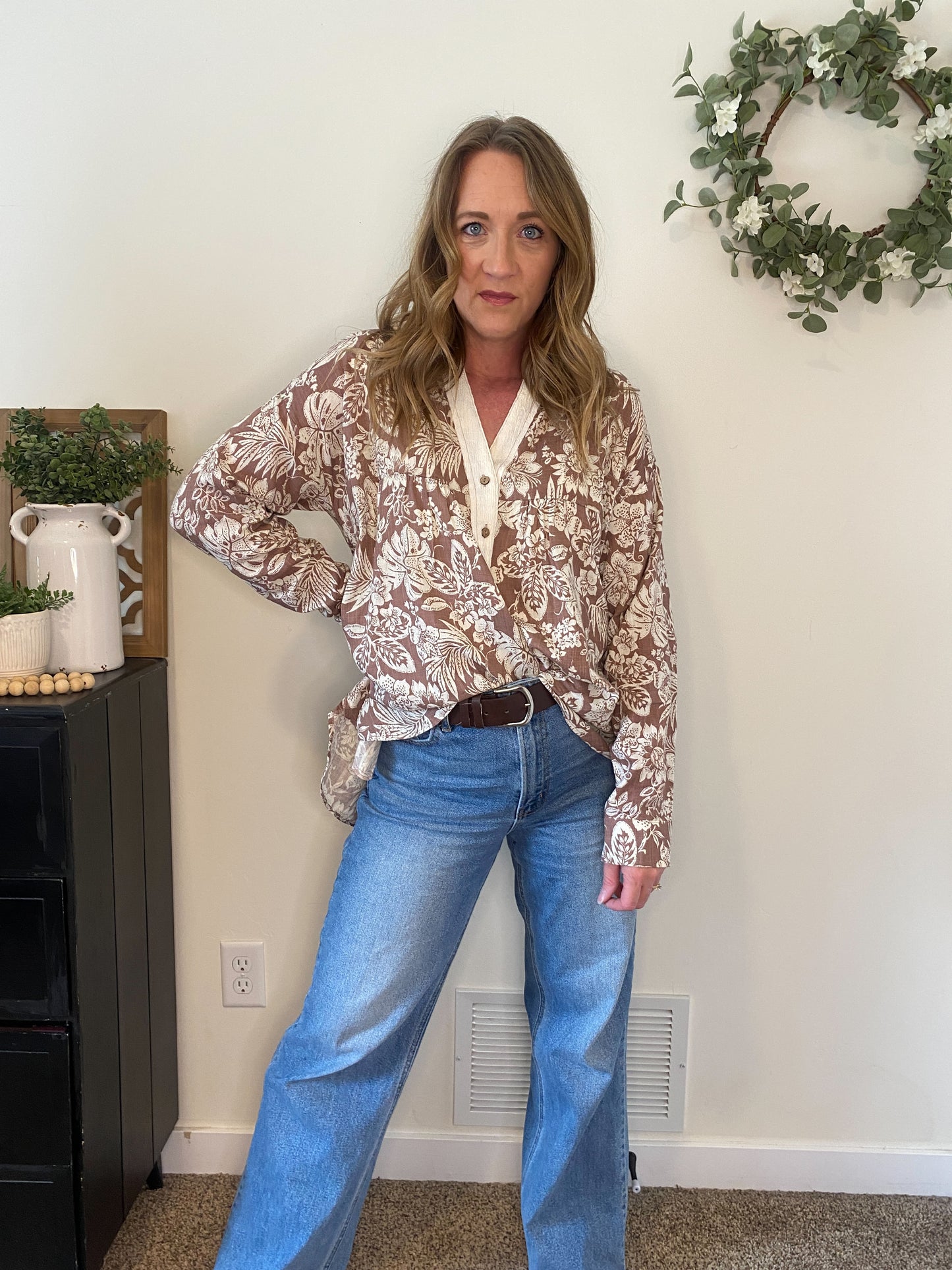 Nora Tropical Print Button Down