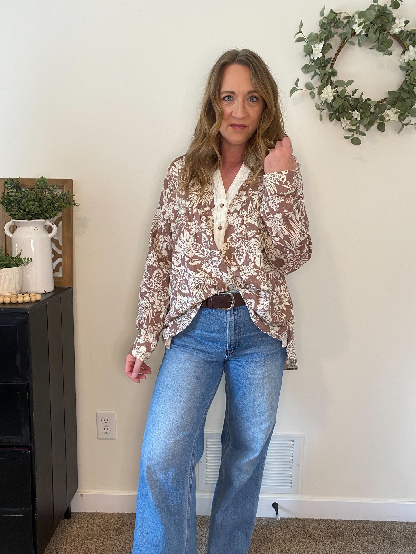 Nora Tropical Print Button Down