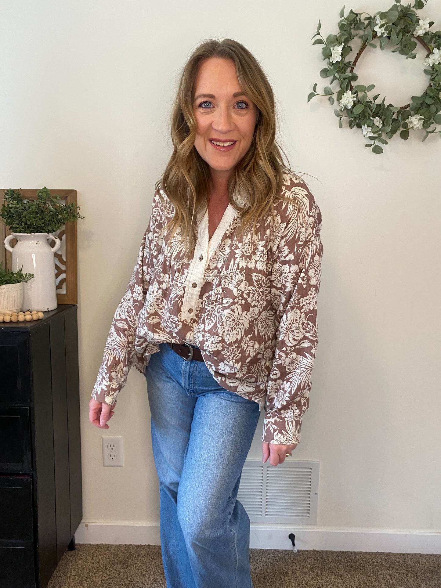 Nora Tropical Print Button Down