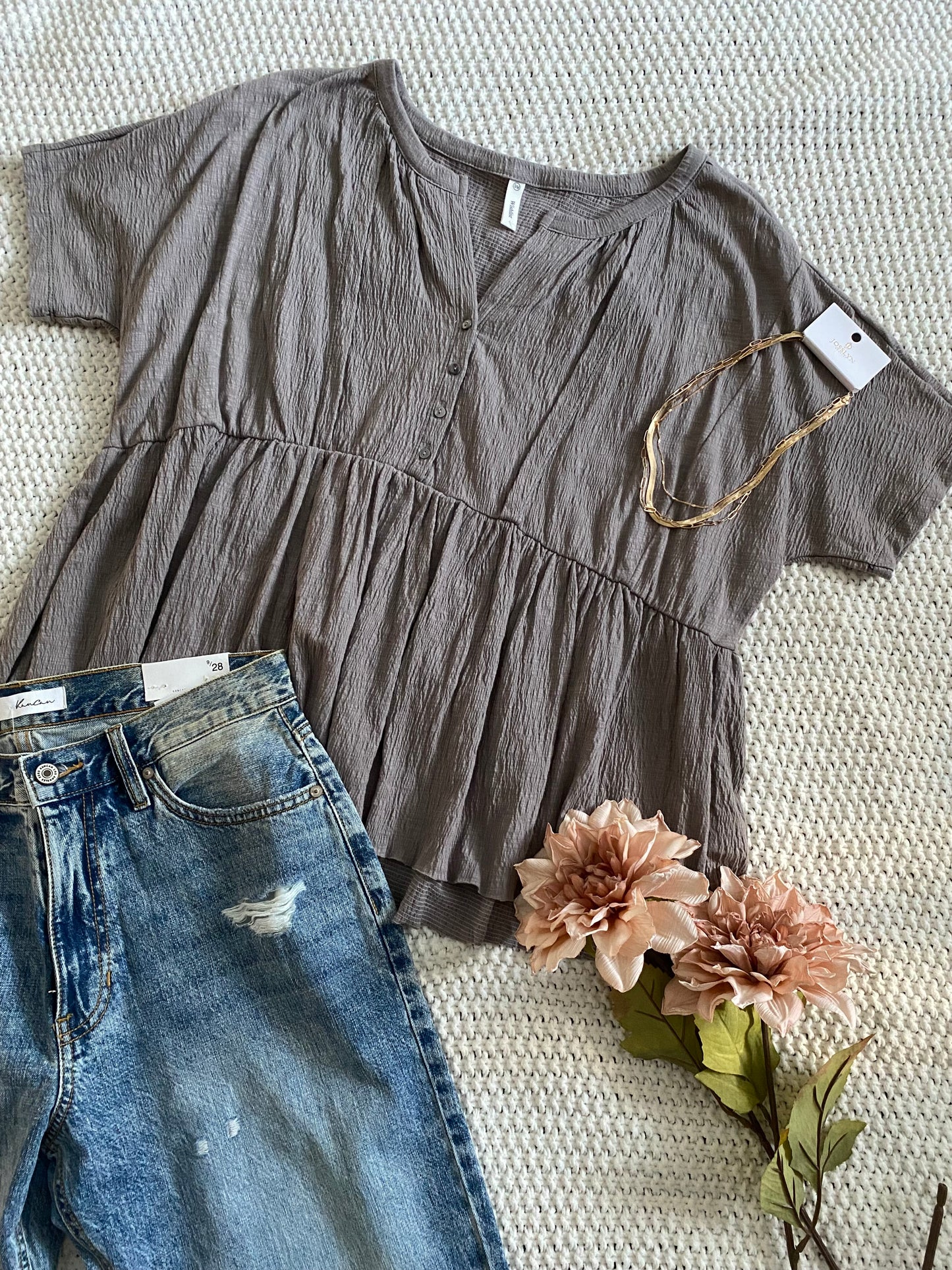 Cora Raw Edge Babydoll Top