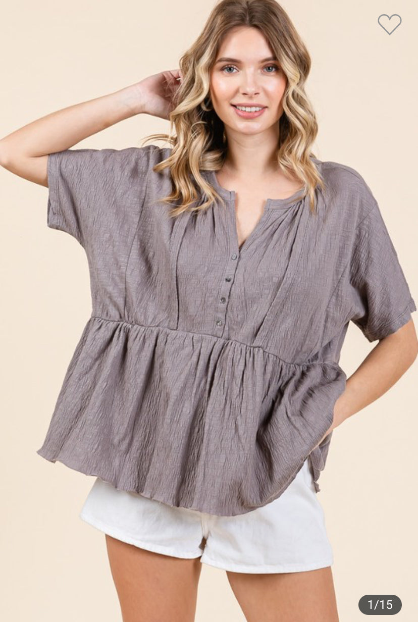 Cora Raw Edge Babydoll Top