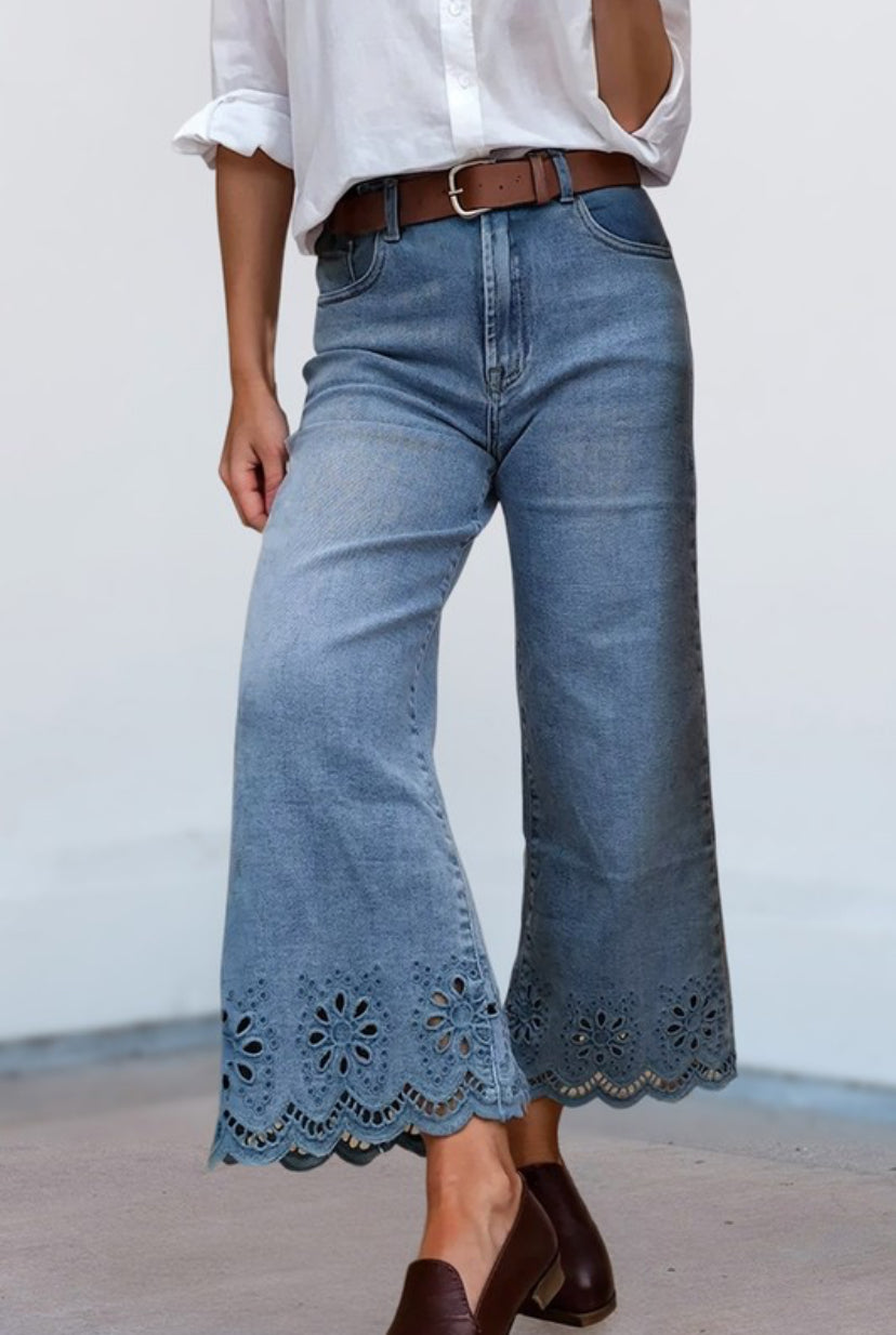 Boho Babe Eyelet Hem Jeans