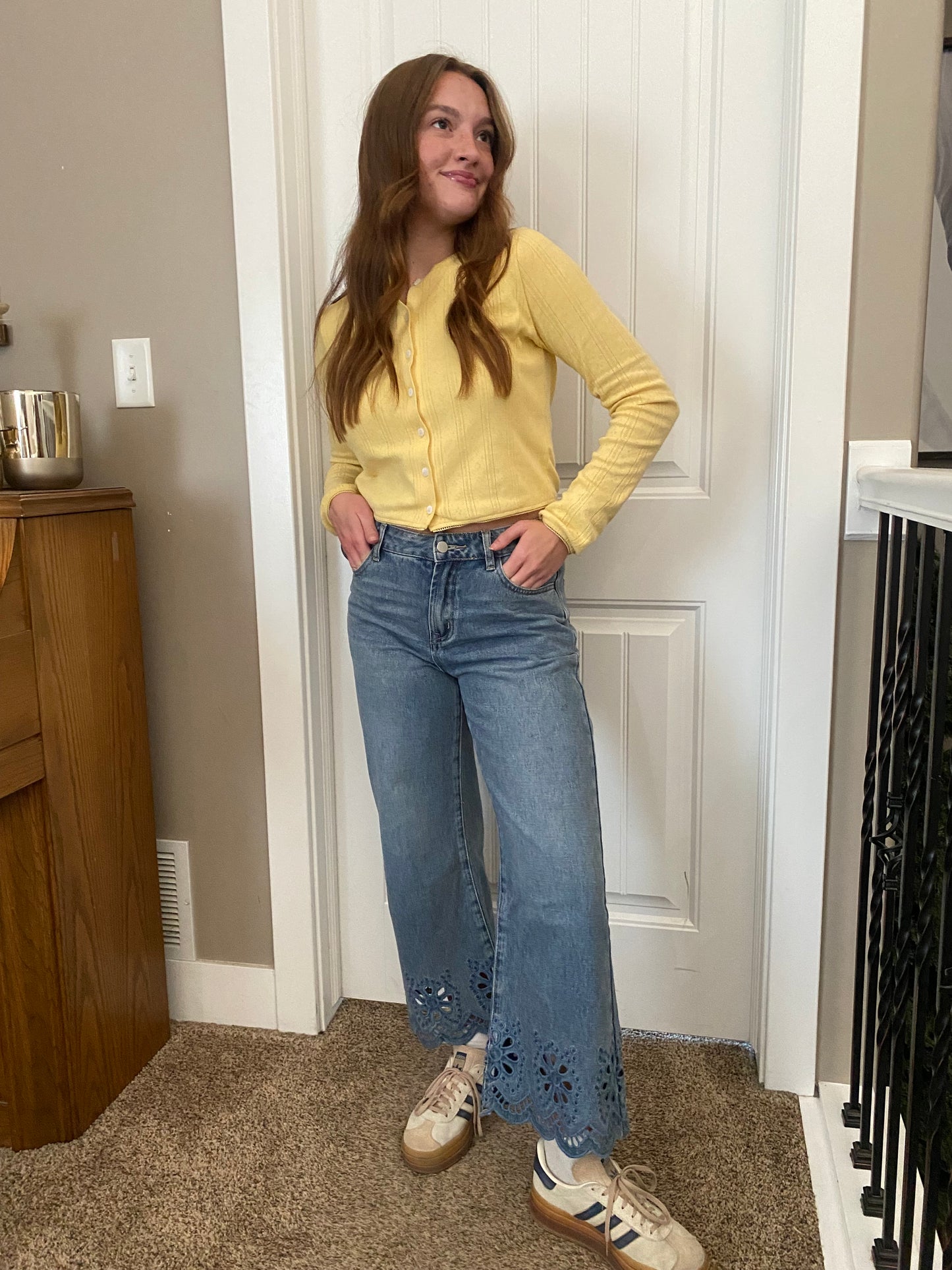 Boho Babe Eyelet Hem Jeans