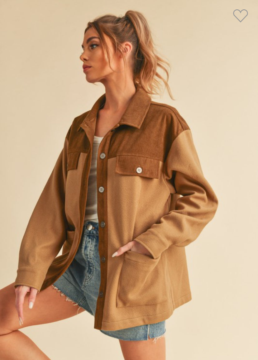 Wesley Two-Tone Brown Shacket - Final Sale
