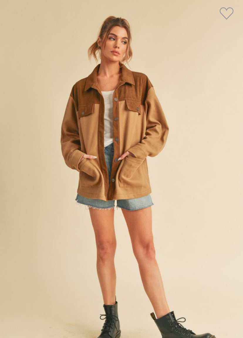 Wesley Two-Tone Brown Shacket - Final Sale