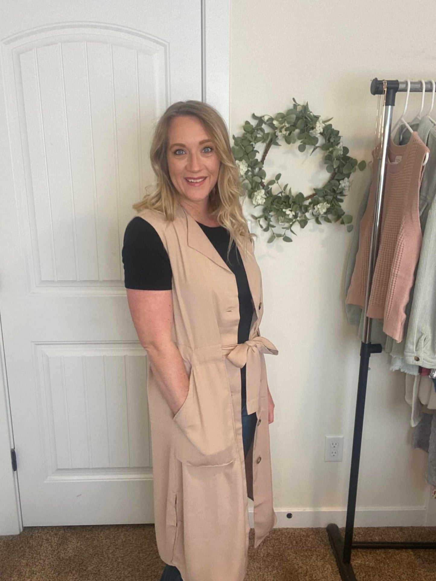 Small Talk Sleeveless Trench - final sale