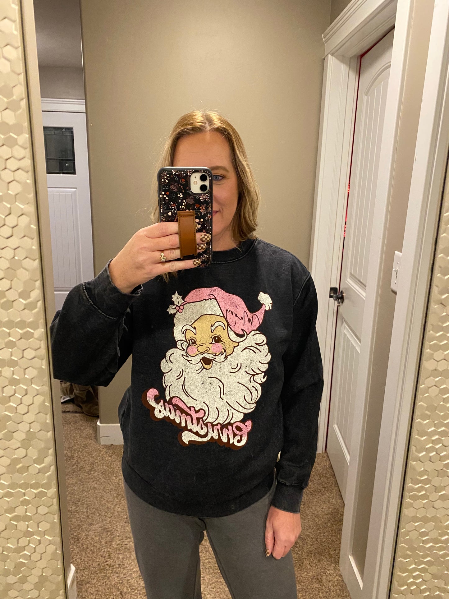 Santa Black Mineral Wash Sweatshirt