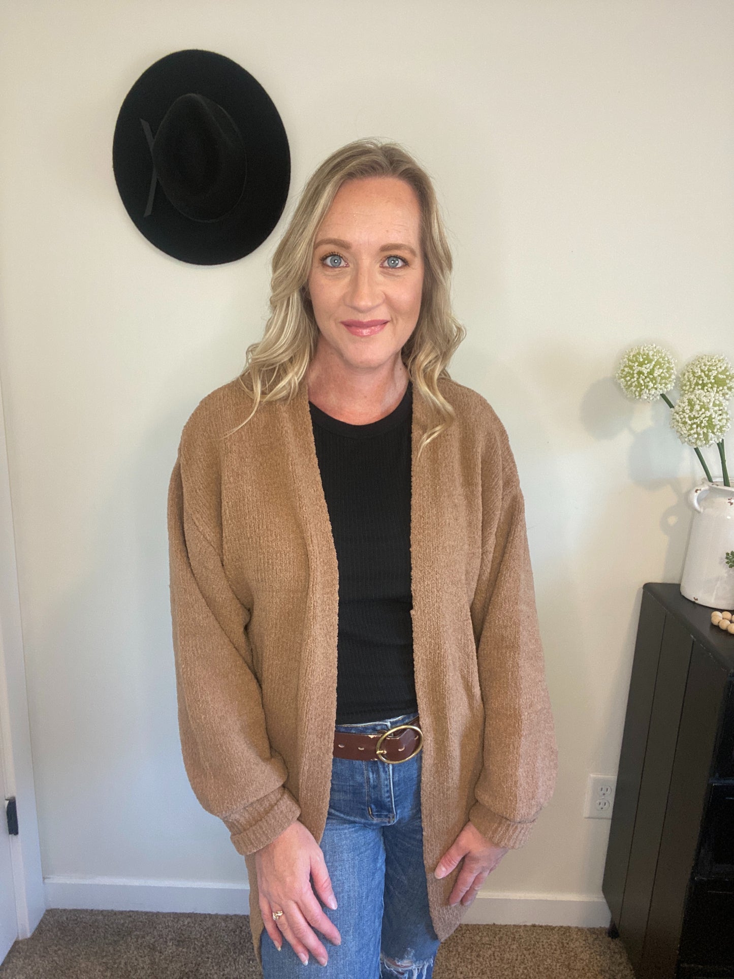Gwen Bishop Sleeve Cardigan in Camel - Final Sale