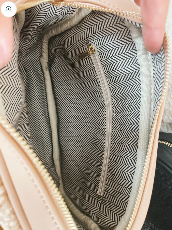 Guitar Strap Sherpa Purse in Apricot - Final Sale