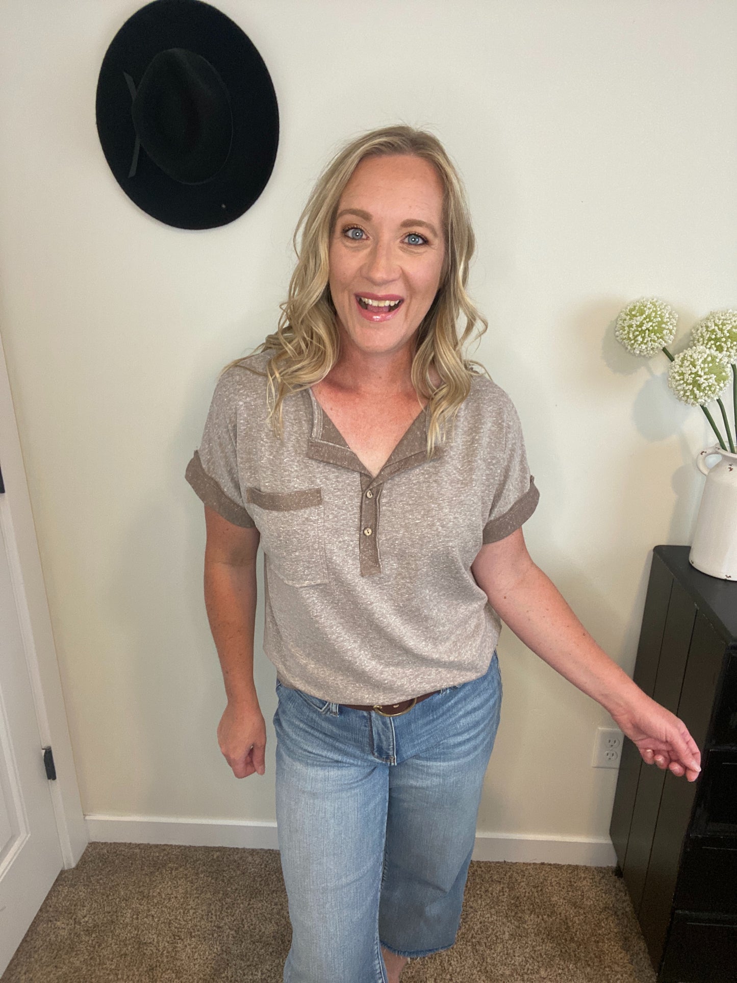 Dana Short Sleeve Top in Mocha - Final Sale
