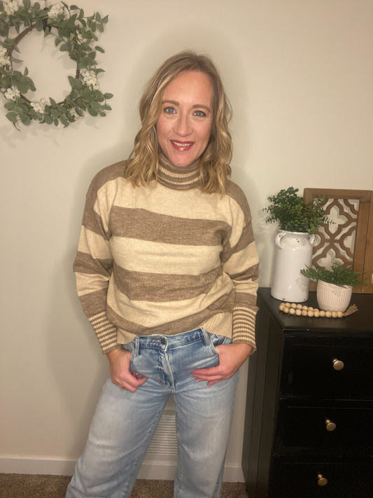 Amber Stripe Turtleneck Sweater