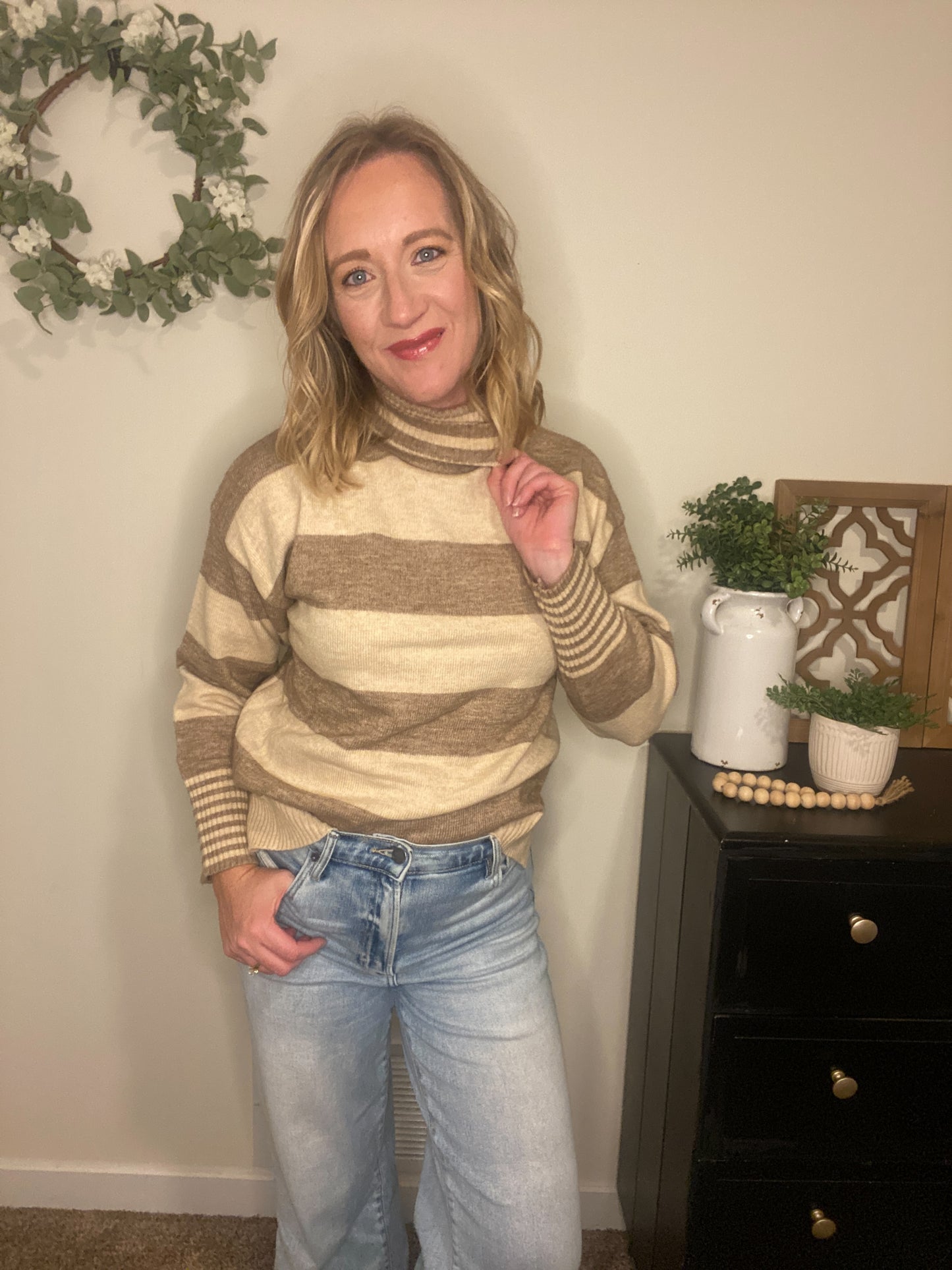 Amber Stripe Turtleneck Sweater