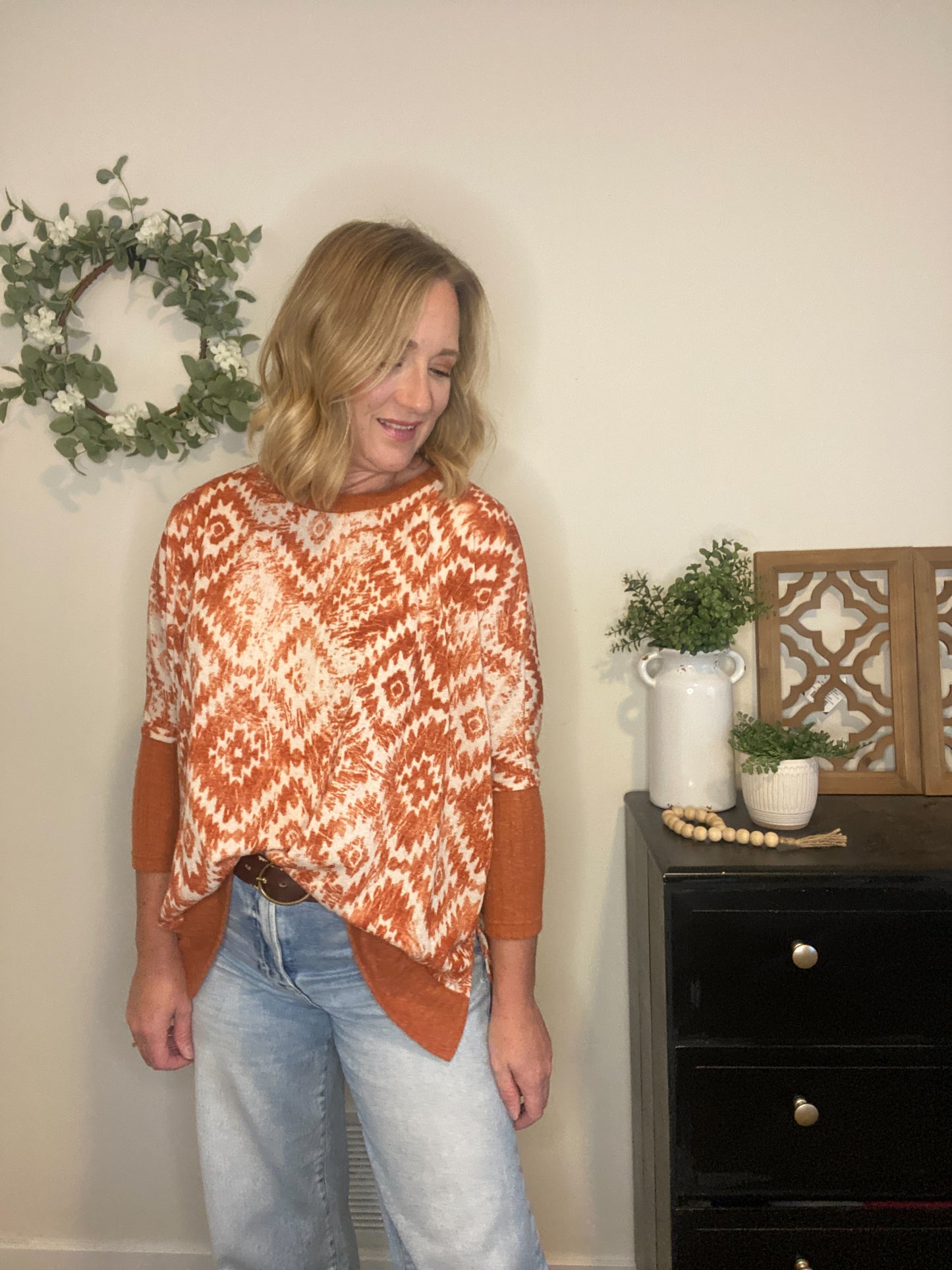 Margot Rust Aztec Top