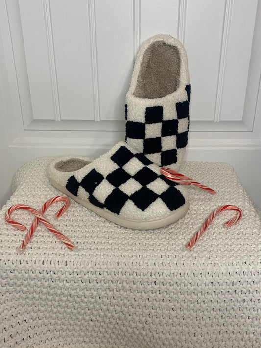 Black & White Checkered Slippers