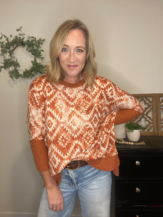 Margot Rust Aztec Top