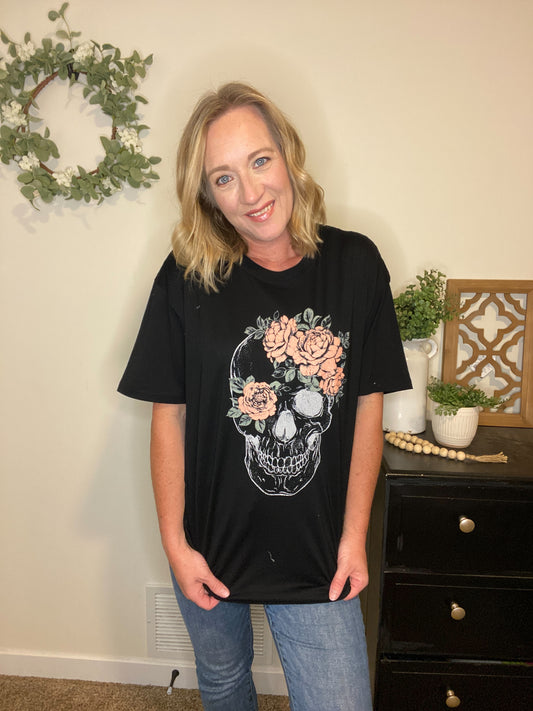 Floral Skull Graphic Tee