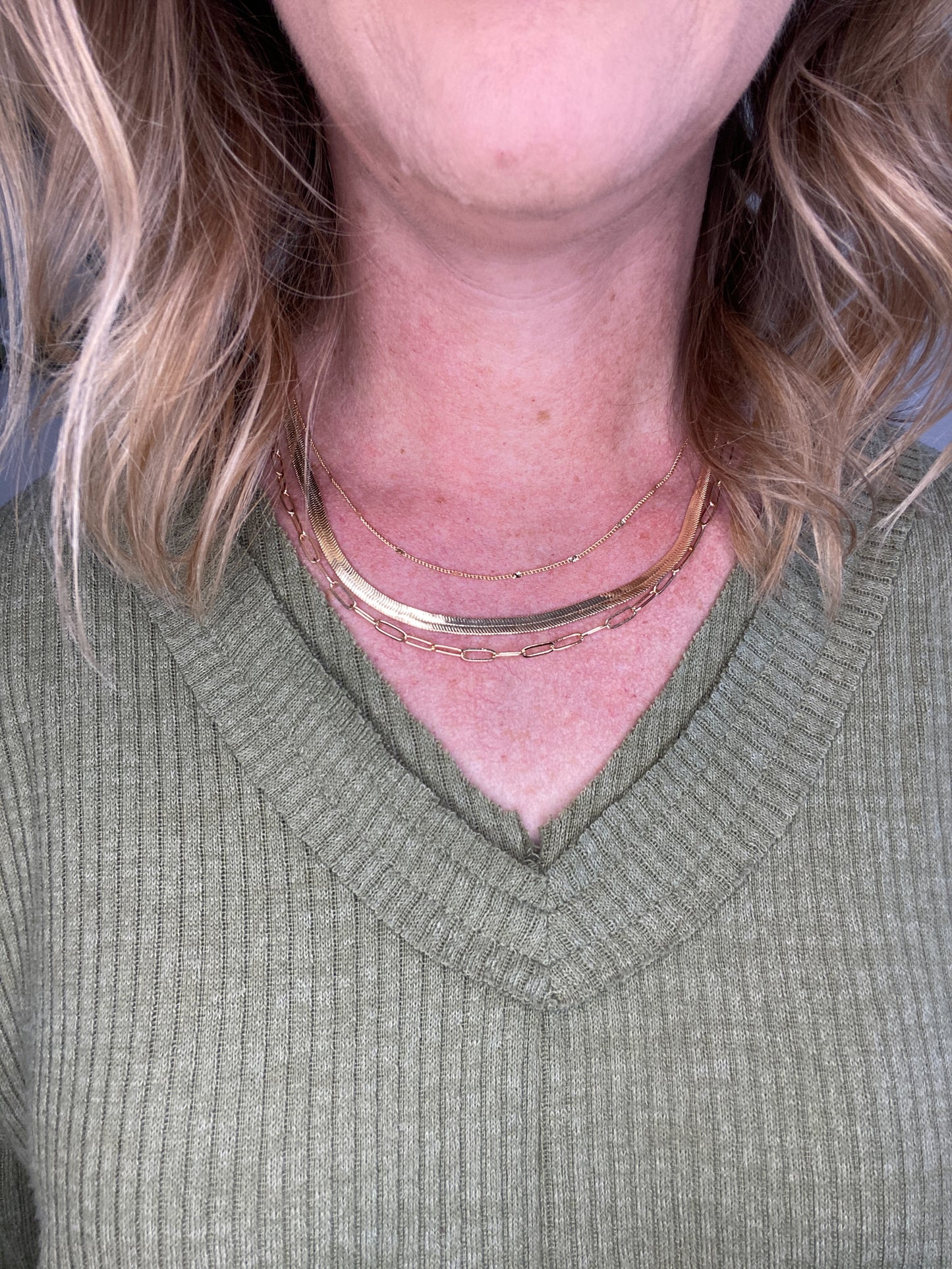 #112 - Multi Layer Herringbone Snake Link Chain Necklace